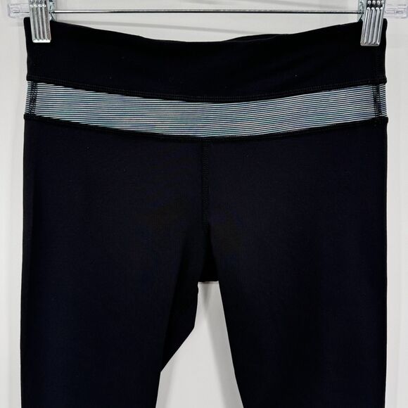 LULULEMON Inspire Crop II Dark Gray Turquoise Running Leggings Size 4 - Picture 8 of 13